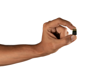 black male hand with micro SD memory card isolated