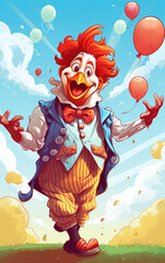 Naklejka premium clown with wig