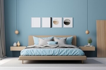 Contemporary Bedroom Interior with Bed Focus. Generative AI