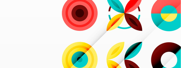 Colorful circles in a grid composition abstract background. Design for wallpaper, banner, background, landing page, wall art, invitation, prints, posters