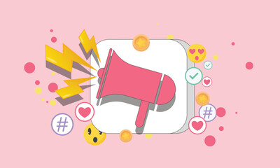 Megaphone speaker for announce romantic valentine composition