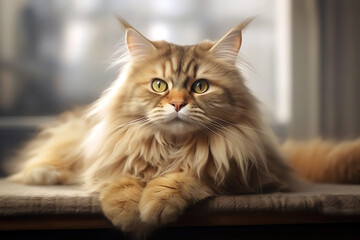 Portrait of beautiful cat, AI generated