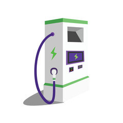 Electric Charging station for electric Vehicle car. 3d vector isometric EV charging stations or electric vehicle recharging stations. Power supply for electric car fast charging. isolated on white.