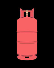 Industrial gas cylinders vector. Vector of industrial gas cylinders icon design isolated on black background.