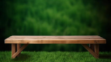 A blank template of wooden bench to place products Generative AI