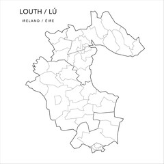 Obraz premium Vector Map of County Louth (Countae Lú) with the Administrative Borders of County, Districts, Local Electoral Areas and Electoral Divisions from 2018 to 2023 - Republic of Ireland