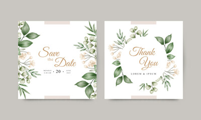 Save the date wedding invitation card template and thank you card