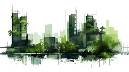 Biophilic urbanism concept, showcasing the integration of natural elements within urban environments. The necessity of creating sustainable, green spaces amidst urban development. Generative AI