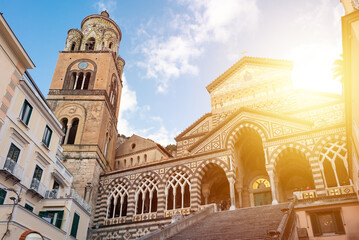 Fototapeta na wymiar Amalfi cathedral or duomo on Amalfi coast in Italy