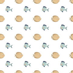 Seamless background with cute fish. Creative children's background. Ideal for baby clothes, fabrics, textiles, baby decorations, wrapping paper. Vector illustration