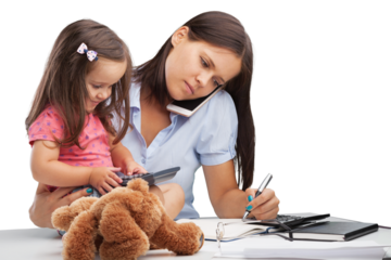 Beautiful business mom with daughter