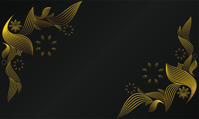 beautiful gold flower petals on black background 