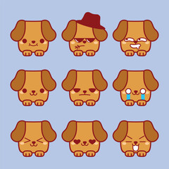 cute kawaii puppy emoji set