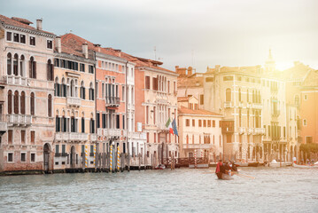 Fototapeta na wymiar Grand Canal with gondolas in Venice, Italy