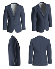 Man suit. Isolated. Jacket from four sides