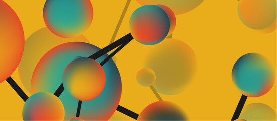 Line points connections geometric landing page background. Fluid circles and spheres with liquid gradients. Vector Illustration For Wallpaper, Banner, Background, Card, Book Illustration, landing page