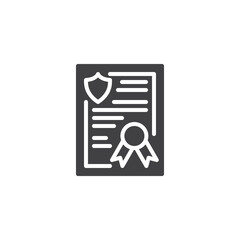 Insurance certificate vector icon