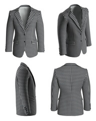 Man suit. Isolated. Jacket from four sides