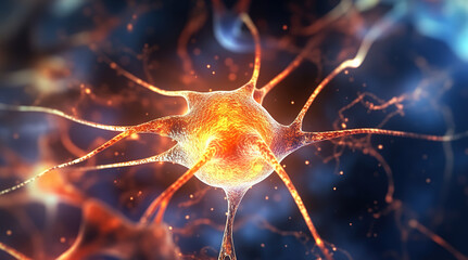 Neuron cells, glowing colors, generative ai