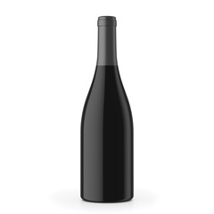 3d illustration of a wine bottle without label. White background with shadow.