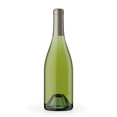 3d illustration of a wine bottle without label. White background with shadow.