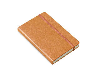 Leather closed notebook isolated on white