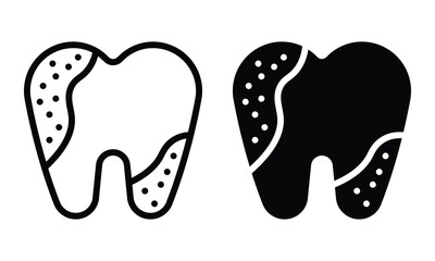 Dirty tooth icon with outline and glyph style.