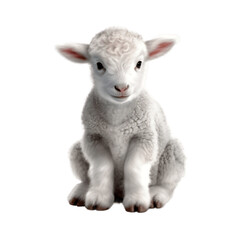 Isolated Cute Lamb Sitting, Transparent Background. Generative AI