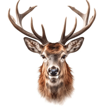 Isolated Deer Face Shot, Transparent Background. Generative AI