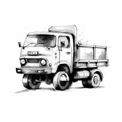 Fototapeta na wymiar Drawing Truck Cartoon Illustration