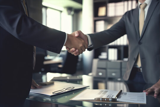 Negotiating business. Handshake Gesturing People Connection Deal Concept