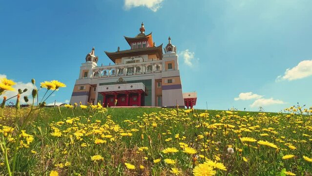 The territory of the Buddhist temple "Golden abode of Buddha Shakyamuni". Elista, Republic of Kalmykia, Russia