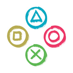 gaming signs gaming controller buttons hand drawn art work isolated on transparent background