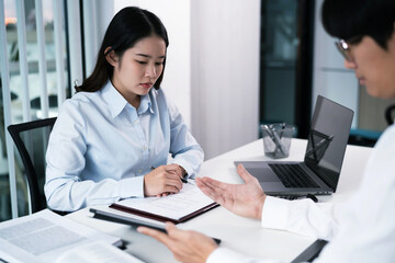 Asian Business People Meeting Design Ideas professional investor working new start up project. businessman and businesswoman working together meeting concept