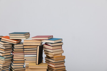 education science stack of books in the library on a white background