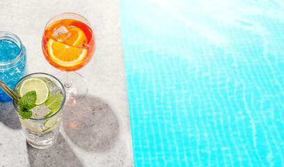 Refreshing cocktails by the pool on a sunny day