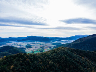 Fototapeta premium Autumn landscape in Puigsacalm Peak, La Garrotxa, Girona, Spain.