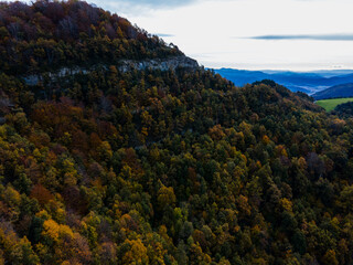 Autumn landscape in Puigsacalm Peak, La Garrotxa, Girona, Spain.