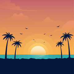 Fototapeta na wymiar sunset beach landscape background