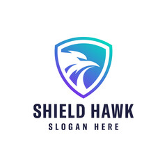 Modern logo combination of shield and eagle head. It is suitable for use as a security logo.