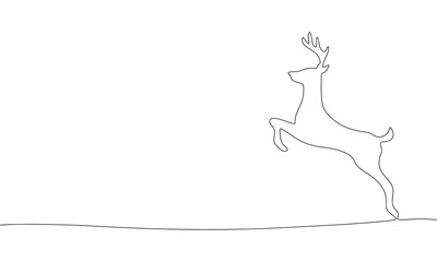 Fototapeta premium Deer isolated on white background. One line continuous deer. Line art outline vector illustration.