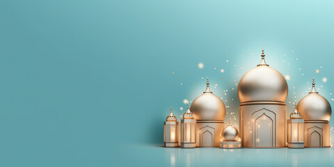 web banner size with empty space Islamic greeting Eid Mubarak cards for Muslim Holidays.