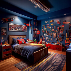 Blue and Peach Bed Room Design