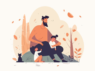 Flat color illustrations for Father's Day	