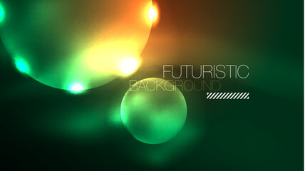 Neon glowing circles, magic energy space light concept, abstract background wallpaper design