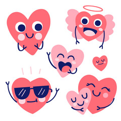 Various hearts drawing cartoon style, Object element for Valentine's card,
