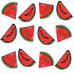 Fresh watermelon fruit,creative with illustration in flat design.