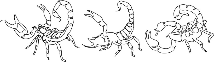 scorpions continuous line set illustration