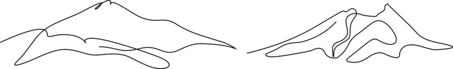 mountain continuous line set illustration
