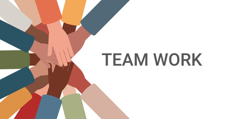 Multicultural hands team work. Diversity concept team work